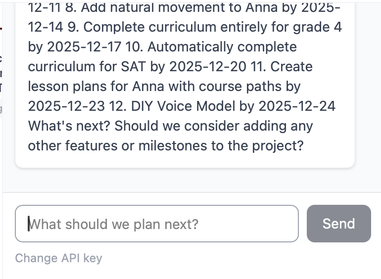 AI chatbot for planning