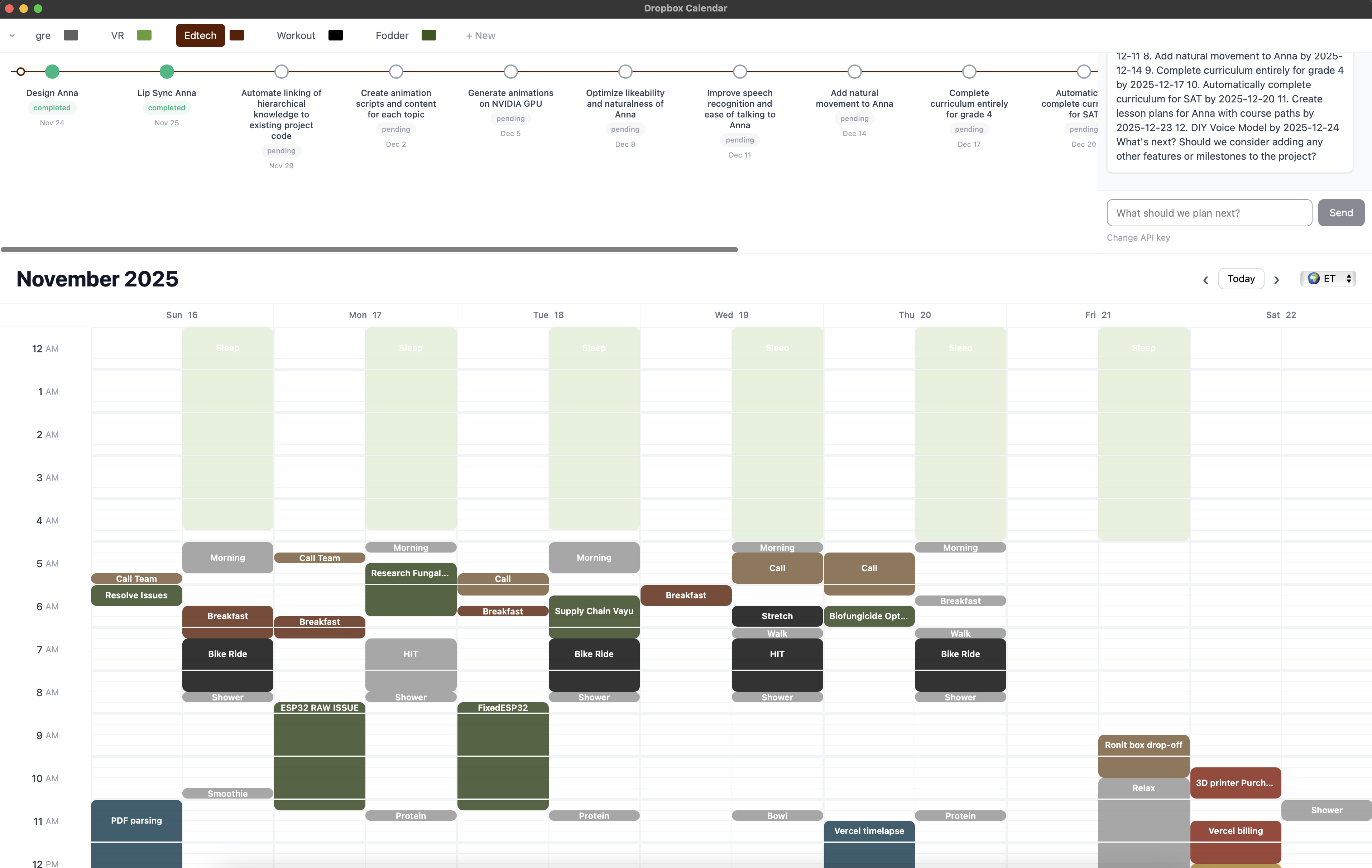 Full view with timeline and calendar