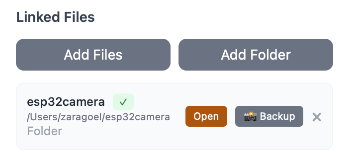 Interface for linking files to sessions